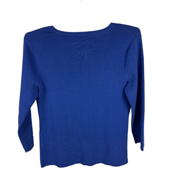 Cable & Gauge Womens Blue V-Neck Long Sleeve Top Size XL Viscose/Nylon - Picture 2 of 4